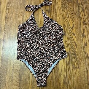NWT Kona Sol Leopard Print one piece  Swimsuit size 20W